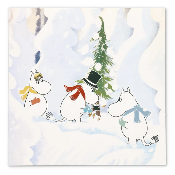 Kort med kuvert - Muminfamiljen hugger gran (Fraktfritt)