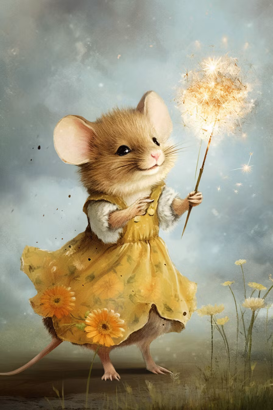 Dubbelt kort med kuvert - Musen och maskrosen (Fraktfritt)