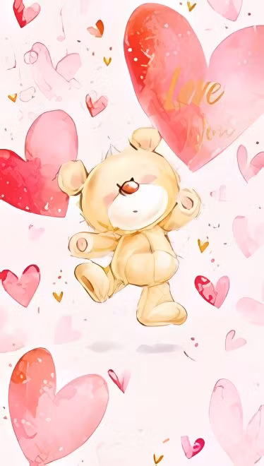 Dubbelt kort med kuvert - Nallens kärlek (Fraktfritt)