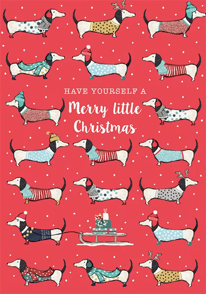 Julkort med kuvert - Hundar, hundar, hundar (Fraktfritt)