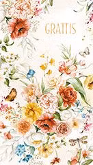 Dubbelt kort med kuvert - Orange/gula blommor (Fraktfritt)