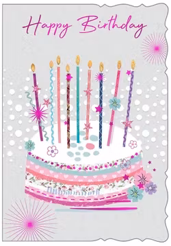 Dubbelt kort med kuvert - Födelsedag i pastell (Fraktfritt)