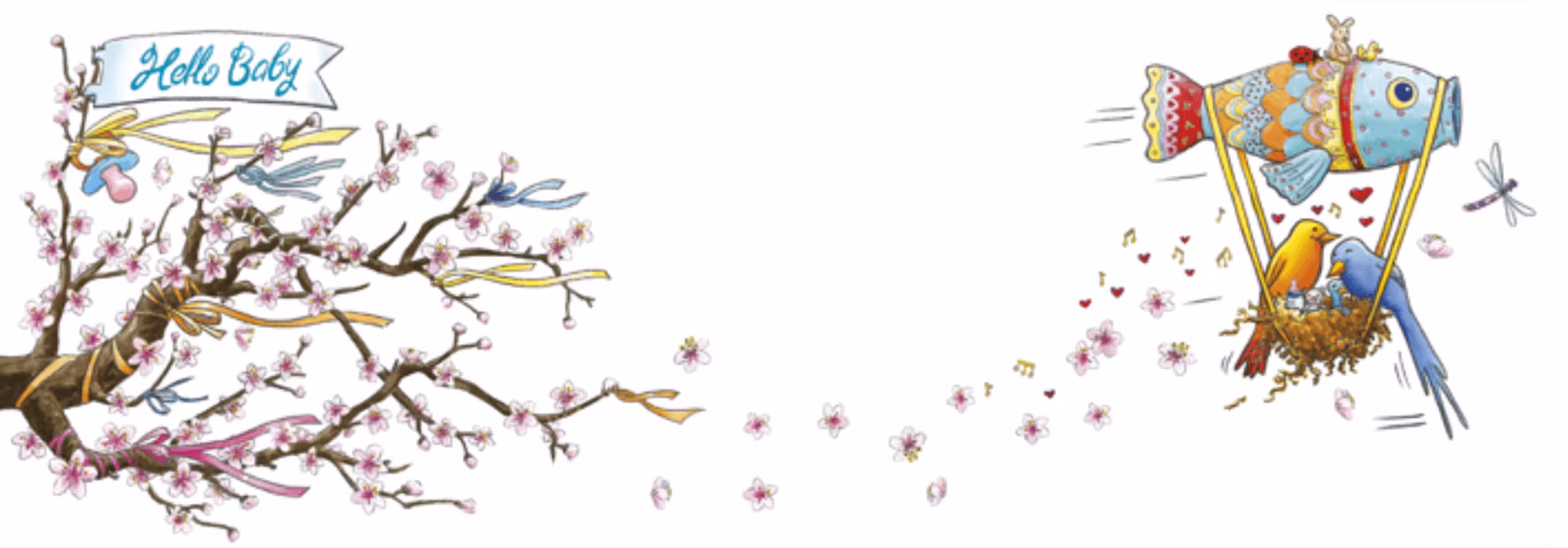 Överraskningskort utan kuvert - Hello baby (Fraktfritt)