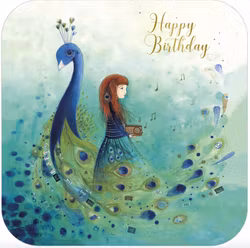 Enkelt kort - Flickan och Påfågeln (Fraktfritt)