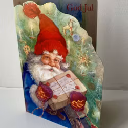 Utskuret julkort med kuvert - Paket från tomten (Fraktfritt)