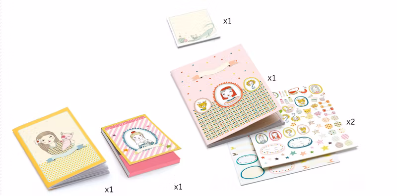 Vackert pappersset - Anteckningsböcker, klistermärken m.m.