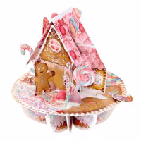 Utvikbart, magiskt julkort - Snurrande pepparkakshus (Fraktfritt)