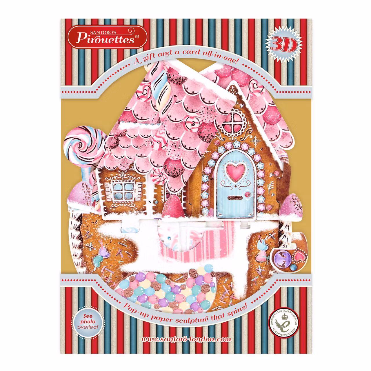 Utvikbart, magiskt julkort - Snurrande pepparkakshus (Fraktfritt)