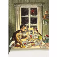 Enkelt Julkort - Pettson äter julmat (Fraktfritt)