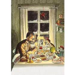Enkelt Julkort - Pettson äter julmat (Fraktfritt)