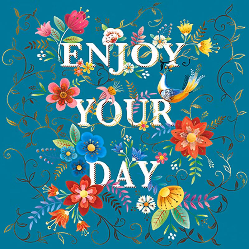 Dubbelt kort med kuvert - Enjoy your day (Fraktfritt)