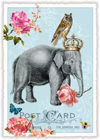 Enkelt, lyxigt kort - Elefanten och Ugglan (Fraktfritt)