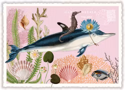 Enkelt, lyxigt kort - Blomsterdelfinen (Fraktfritt)