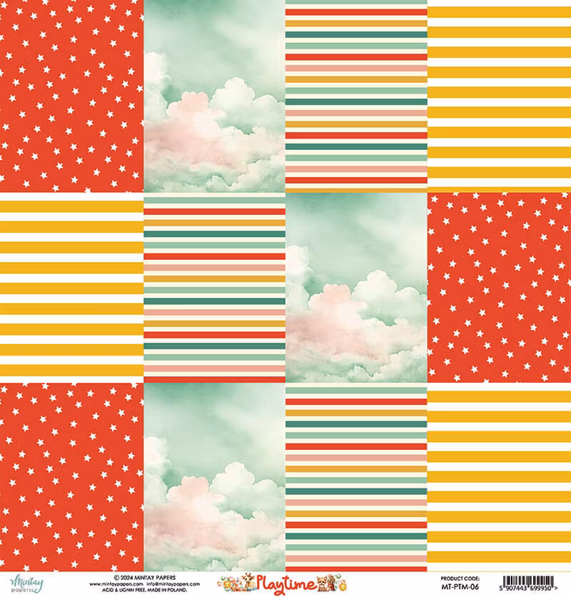 Vackra pysselpapper - Playtime (24 ark) 15 x 15 cm