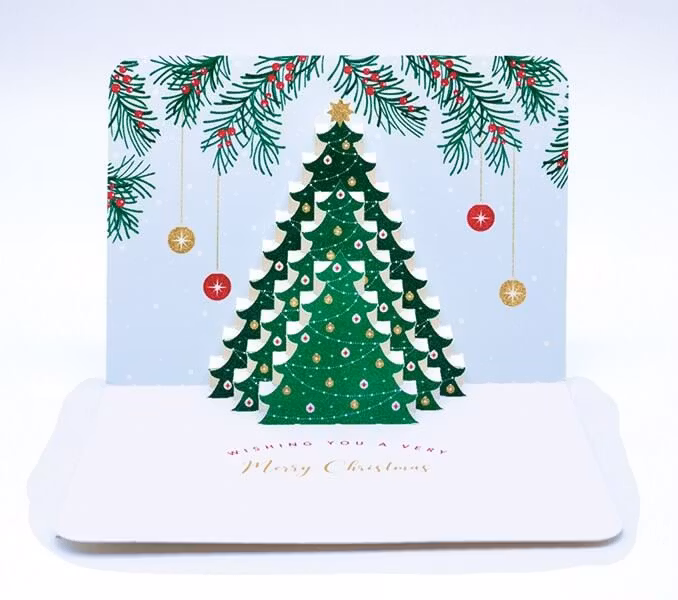 Utvikbart julkort med kuvert - Julgran (Fraktfritt)