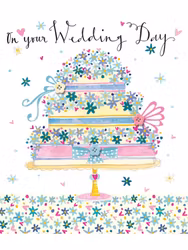 Dubbelt kort med kuvert - Bröllopstårta med knappar (Fraktfritt)