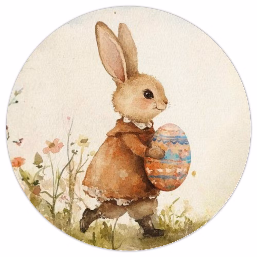 Runda klistermärken (24 stycken) - Påsk (Fraktfritt)