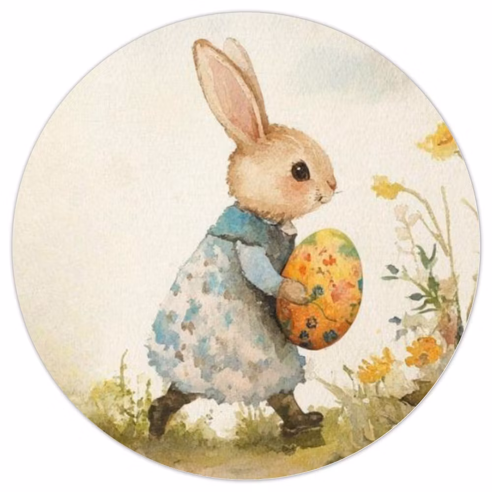 Runda klistermärken (24 stycken) - Påsk (Fraktfritt)