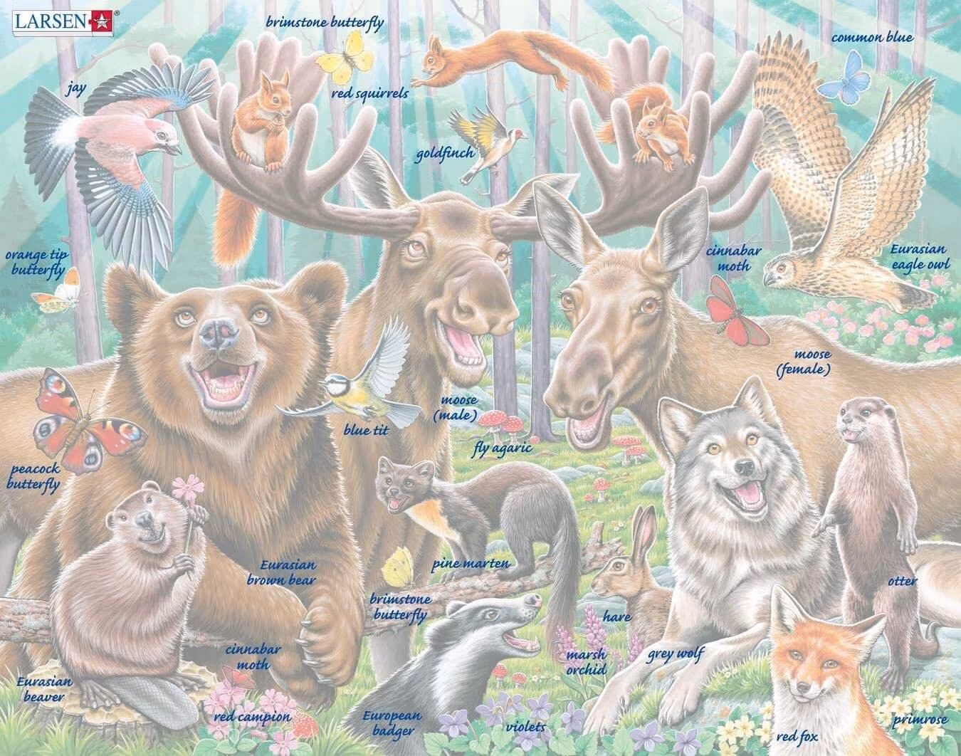 Pussel - Gruppfoto i skogen (42 bitar)