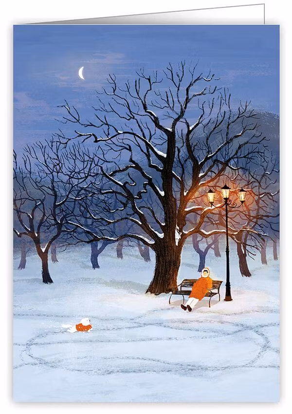 Dubbelt kort med kuvert - Hunden i snön (Fraktfritt)