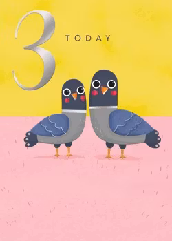 Dubbelt kort med kuvert - 3 år - Duvor (Fraktfritt)