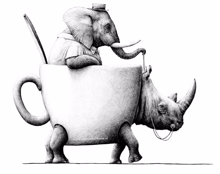 Enkelt konstkort - Noshörningskopp (Fraktfritt)