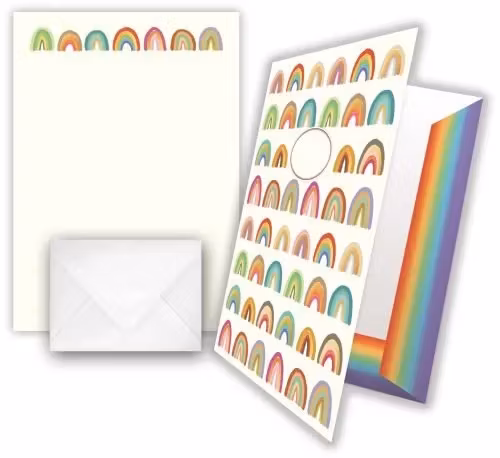 Skrivset med brevpapper - Regnbågar