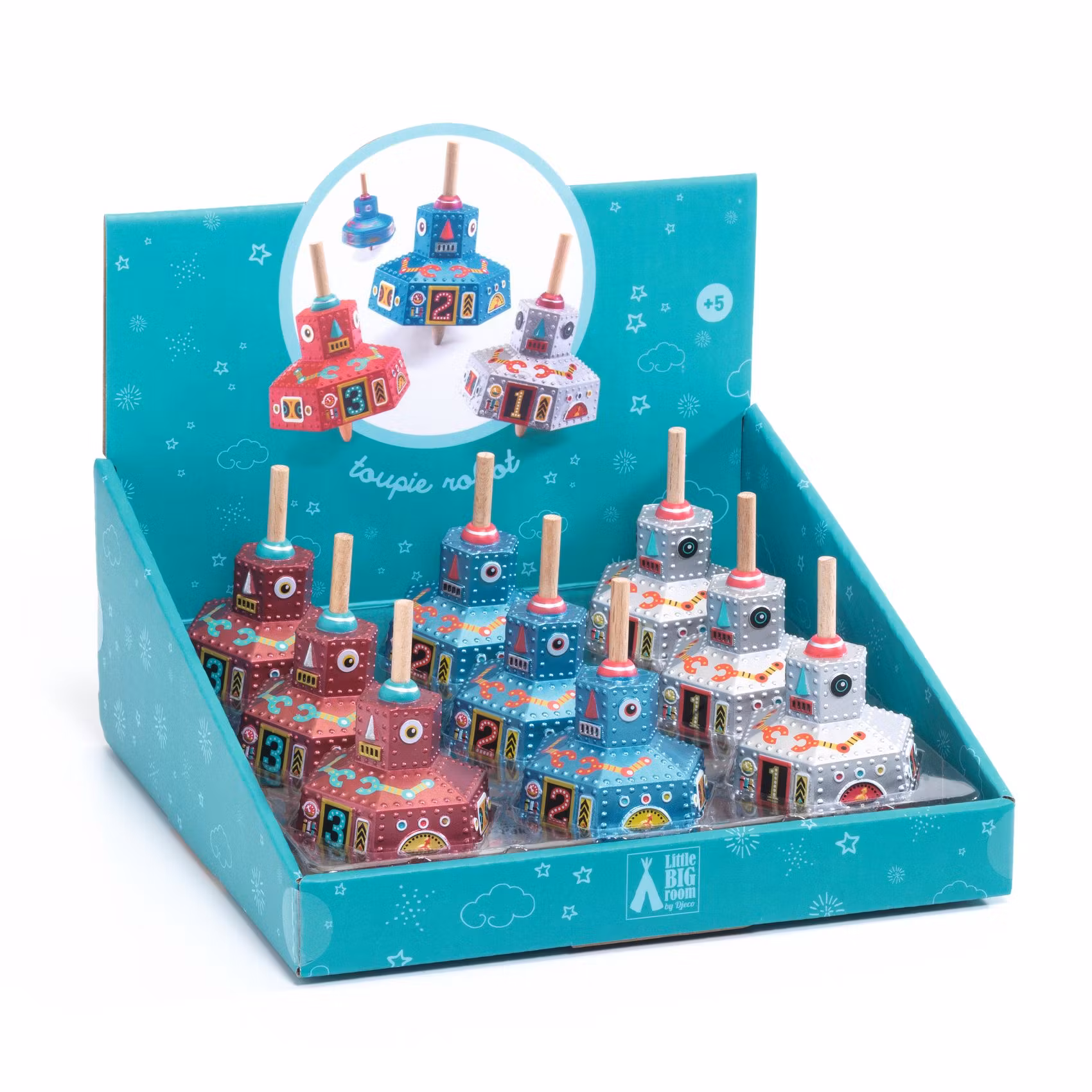 Tre snurrande robotar (välj vilken du vill ha)