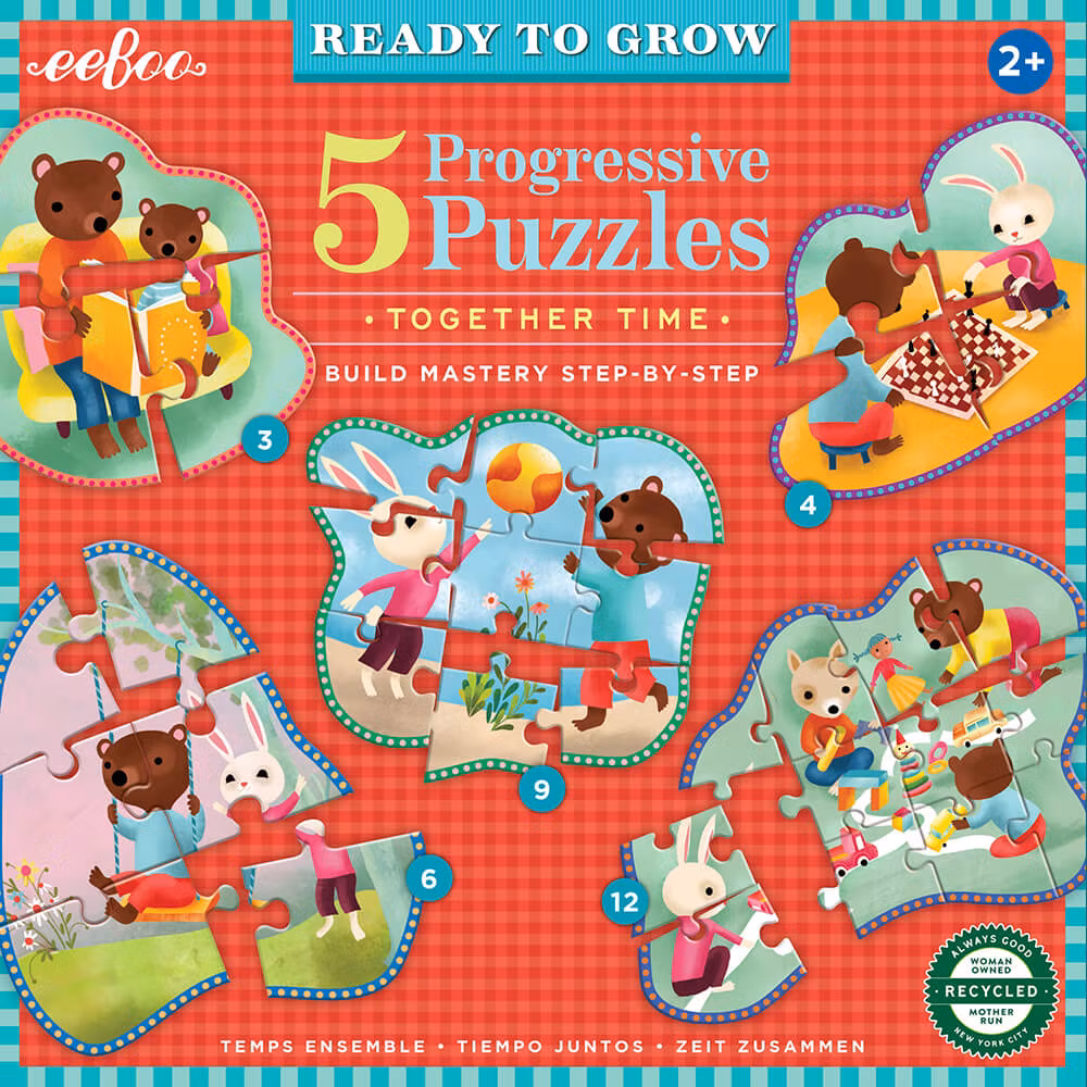 5 olika pussel (3-12 bitar) - Spela och leka tillsammans