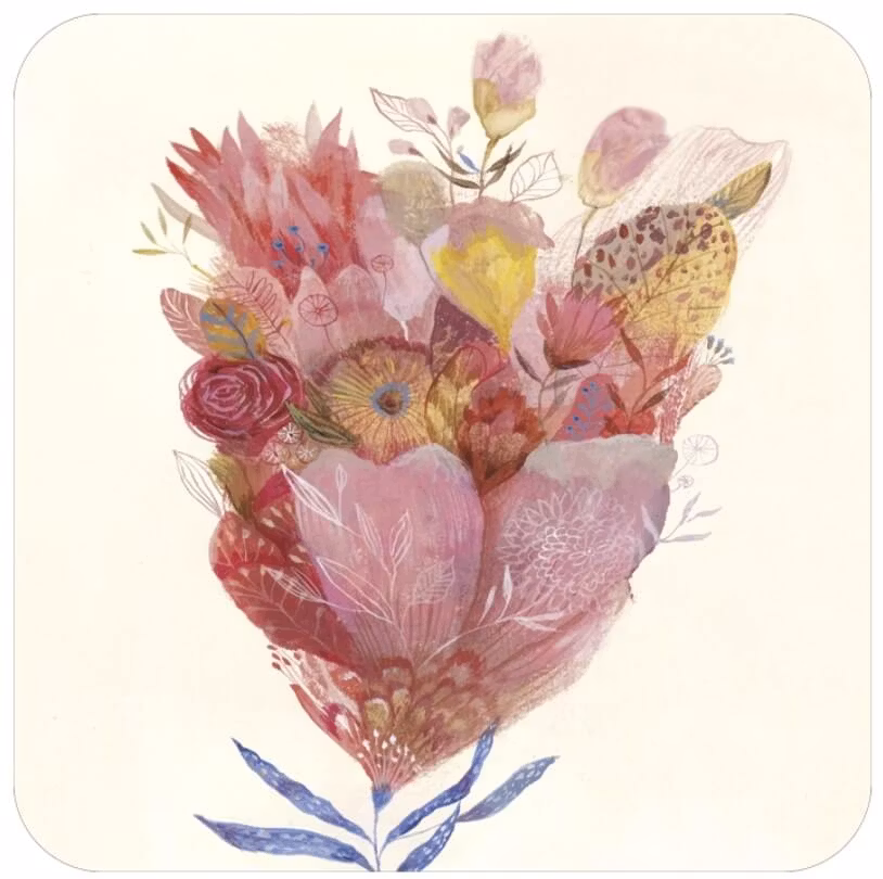 Enkelt kort - Rosenröd bukett (Fraktfritt)