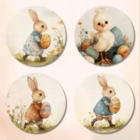 Runda klistermärken (24 stycken) - Påsk (Fraktfritt)