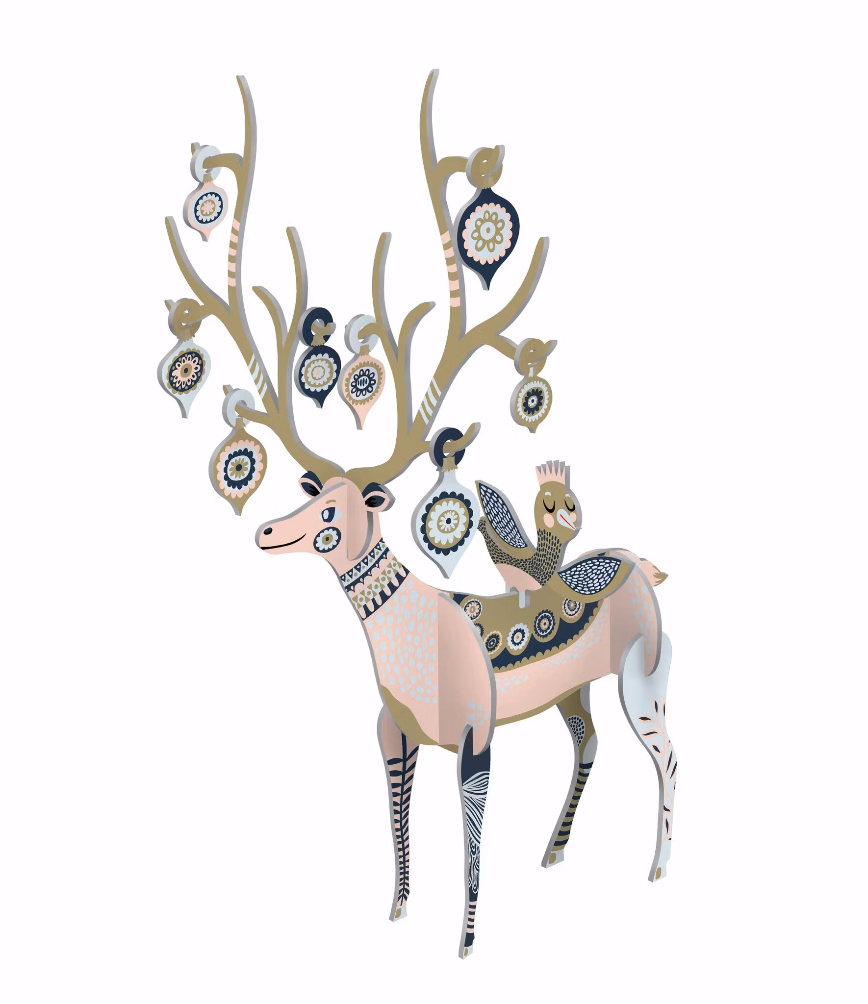 ** Adventskalender - Tryck ut och bygg ihop (Renen i pastell)