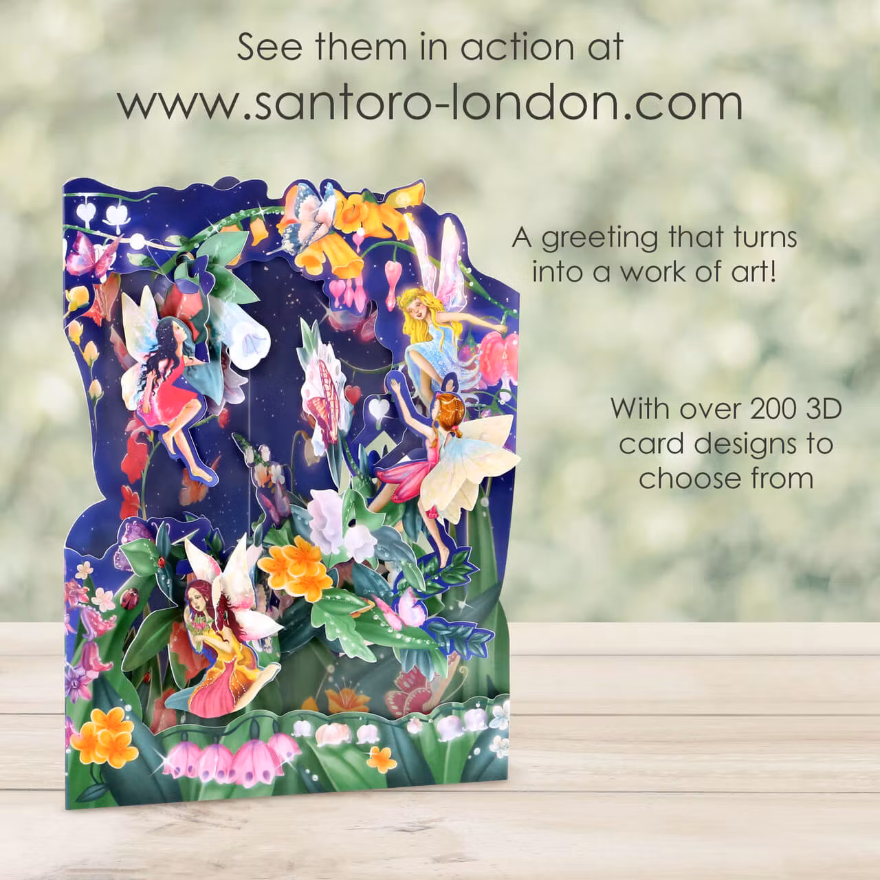 Utvikbart, magiskt fint gratulationskort - Blomsterfeer (Fraktfritt)