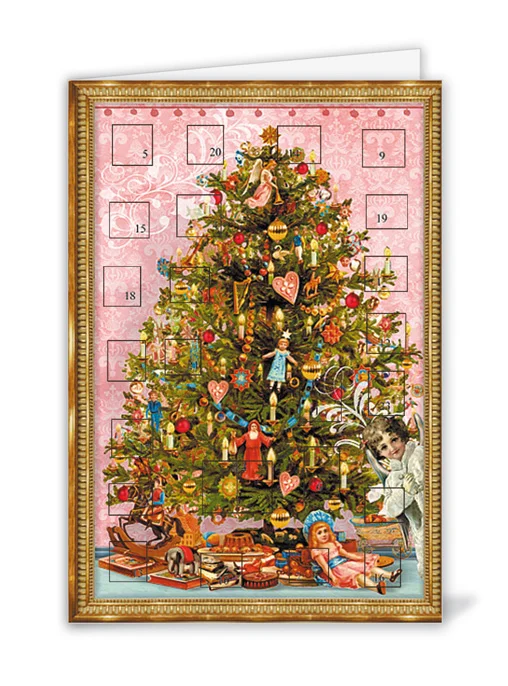 Liten Adventskalender som julkort - Klädd gran (Fraktfritt)