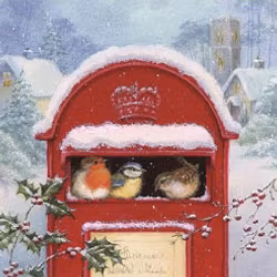 Servetter till fika - Fåglar i brevlådan