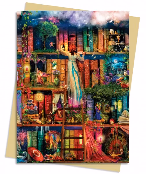 Dubbelt kort med kuvert - Skattjakt i bokhyllan (Fraktfritt)