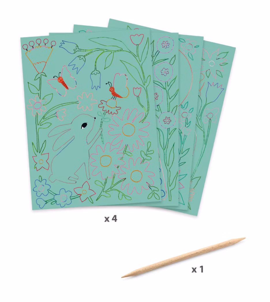 Kladdfritt pyssel - Skrapa fram motiv Katten och hans vänner