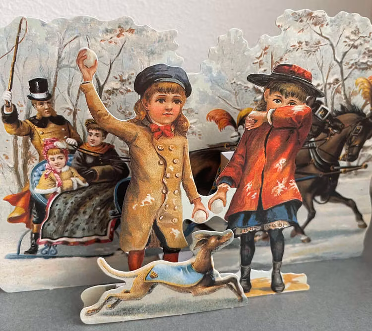 Utvikbart kort med kuvert - Snöbollskrig (Fraktfritt)