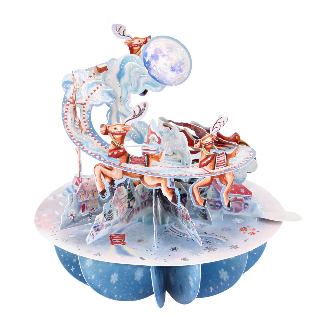 Utvikbart, magiskt julkort - Snurrande tomtesläden (Fraktfritt)