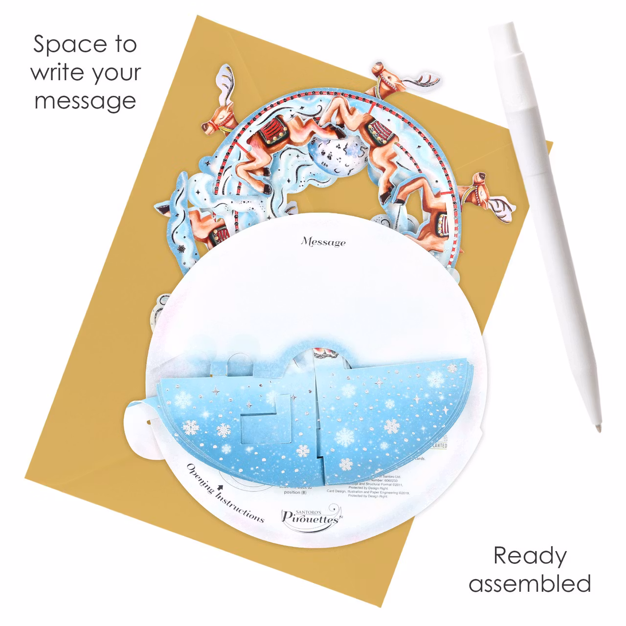 Utvikbart, magiskt julkort - Snurrande tomtesläden (Fraktfritt)