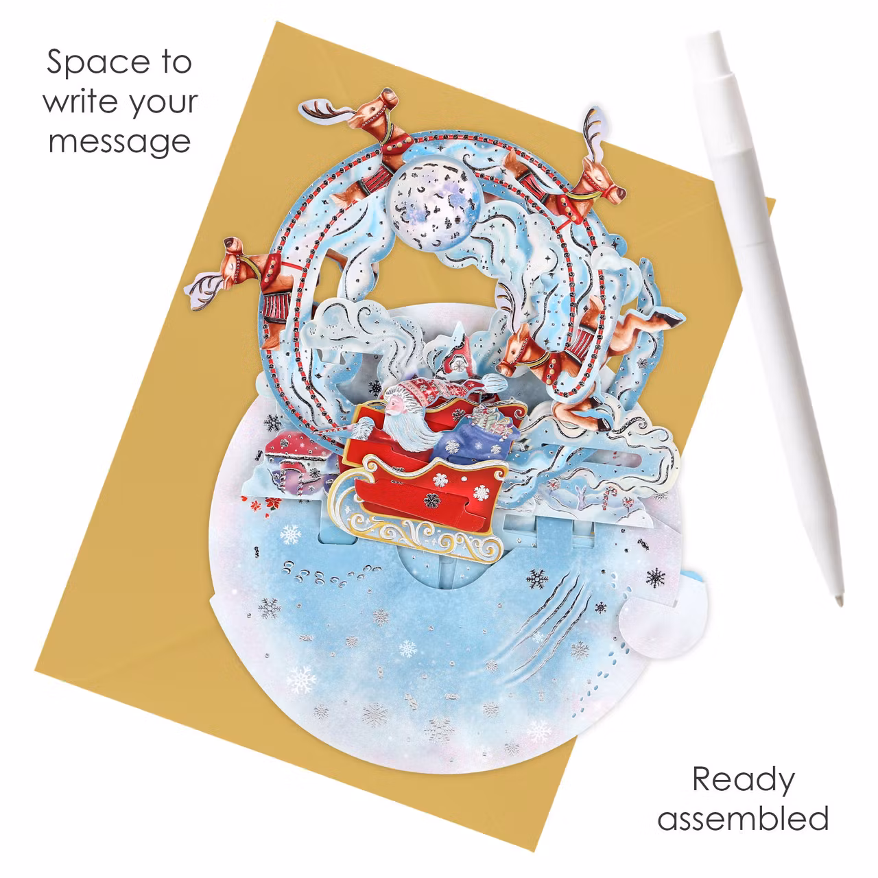 Utvikbart, magiskt julkort - Snurrande tomtesläden (Fraktfritt)