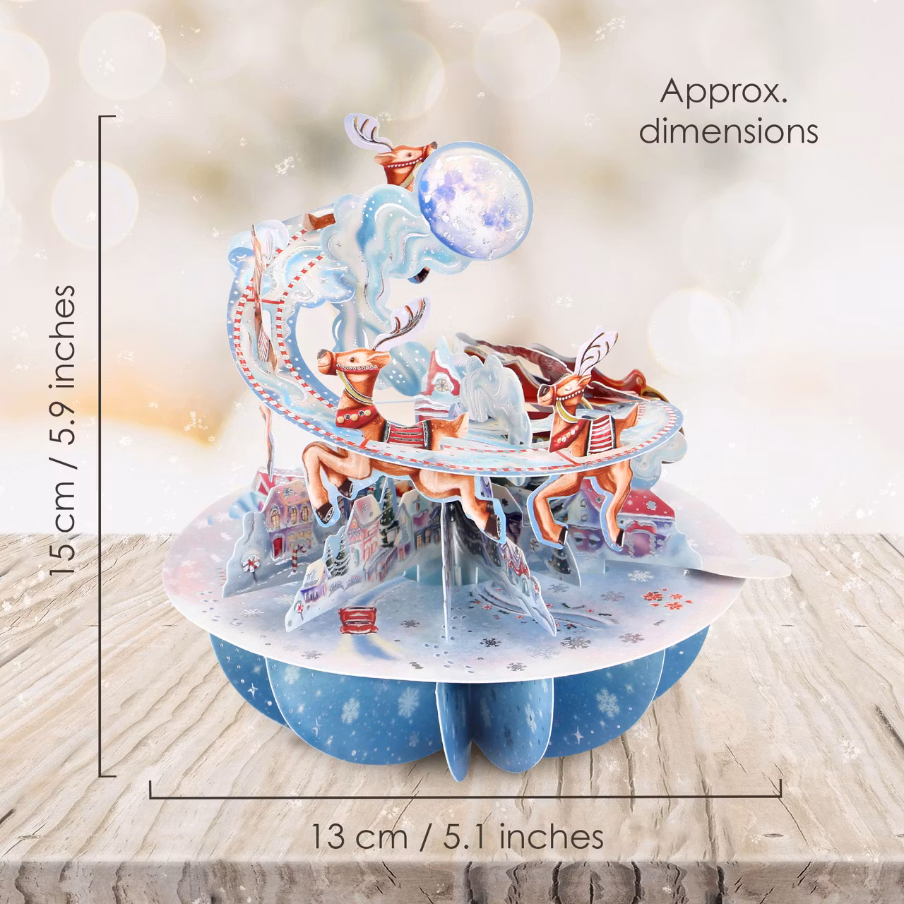 Utvikbart, magiskt julkort - Snurrande tomtesläden (Fraktfritt)