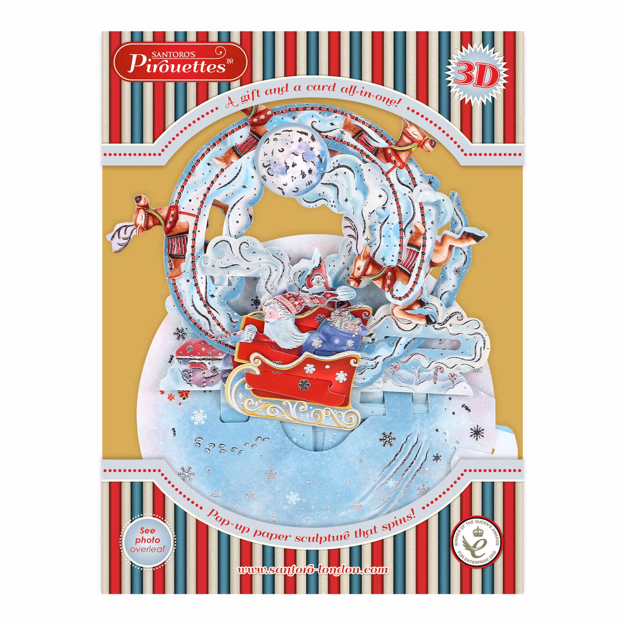 Utvikbart, magiskt julkort - Snurrande tomtesläden (Fraktfritt)