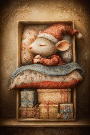 Enkelt julkort utan kuvert - Sovande julmus (Fraktfritt)