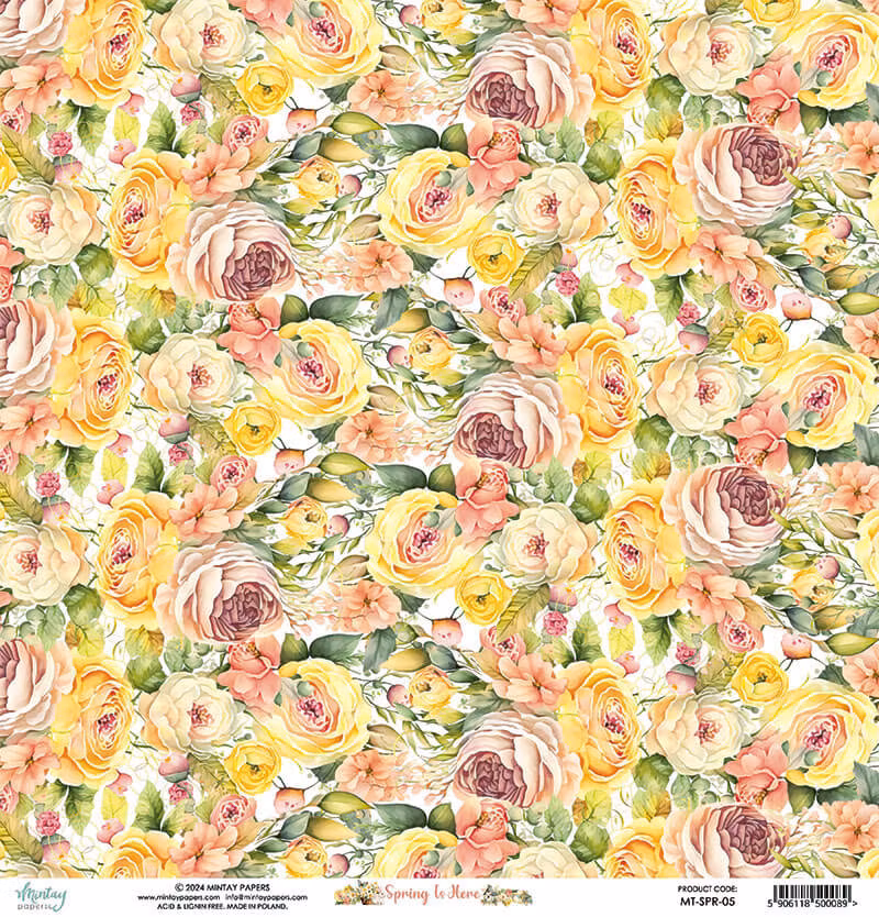 Vackra pysselpapper - Spring is here (24 ark) 15 x 15 cm