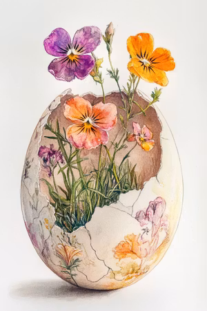 Enkelt kort- Blomstrande ägg (Fraktfritt)