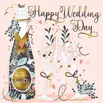 Dubbelt kort med kuvert - Bubblande bröllopsdag (Fraktfritt)