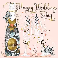 Dubbelt kort med kuvert - Bubblande bröllopsdag (Fraktfritt)