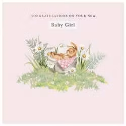 Dubbelt kort med kuvert - Babyrosa (Fraktfritt)