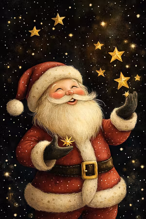 Enkelt julkort utan kuvert - Stjärnor till jul (Fraktfritt)